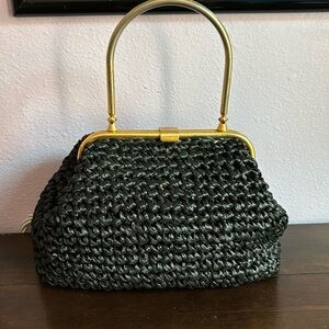 Black Ritter “It’s in the bag” Handbag Purse Gold Metal Handle Etc. Needs TLC